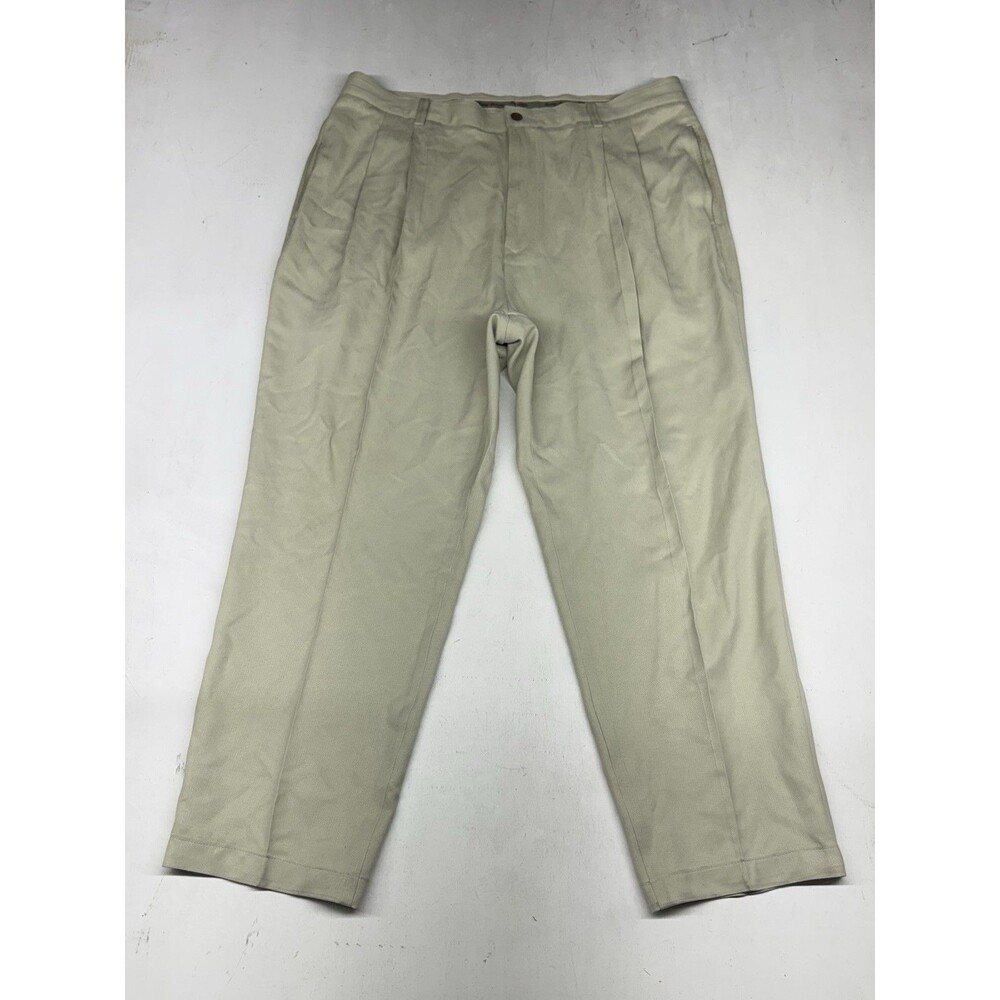 Tommy Bahama 100% Silk Dress Pants Men's 38x27 Khaki Pleated Front Pockets